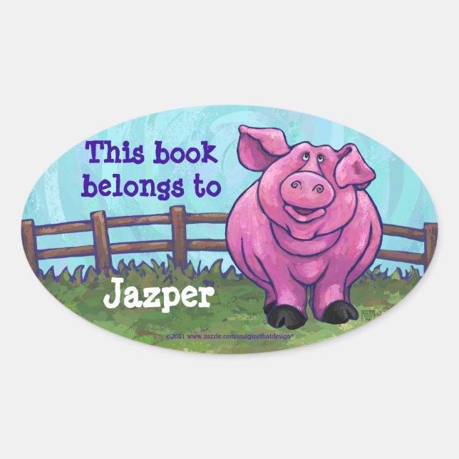 Cute Pig Personalized Book Plate (Front)