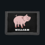 Cute Pig Personalized Custom Name Back To School Trifold Wallet<br><div class="desc">A cute pig design for kids who love farm animals. The text of the design can be customized and personalized with the name of the person. You can change the font, font color, font size and background color using the Design Tool. The pig lover design can also be given as...</div>
