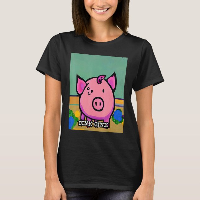 Cute Pig Piggie Oink Oink 47 T-Shirt (Front)