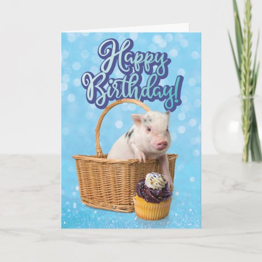 Miniature Piglet Blank Greeting Card Cute Pig Lovers Any Occasion Birthday Card