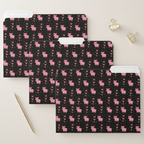 Cute Pig Piggy  Hearts Funny Adorable Animal Kids File Folder