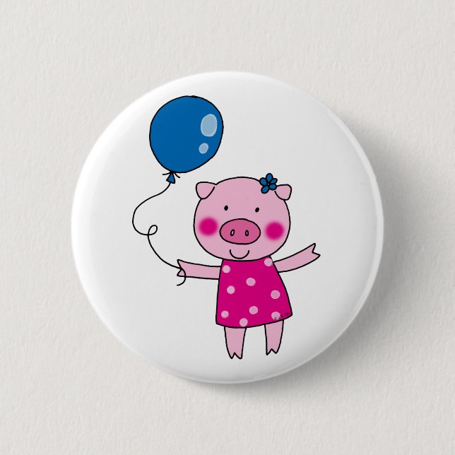 Cute pig pinback button (Front)