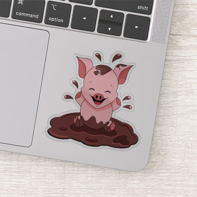 Cute Pig Playing In Mud Sticker (Detail)