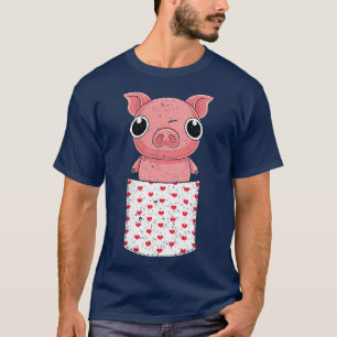 Cute Pig Pocket Farm Animal Piglet Lover Farmer  T-Shirt