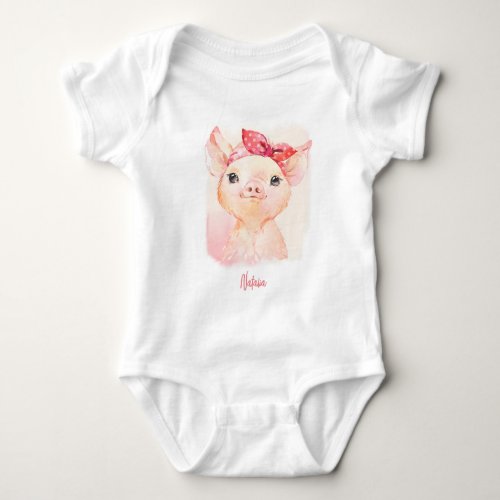 Cute Pig Print Baby Bodysuit