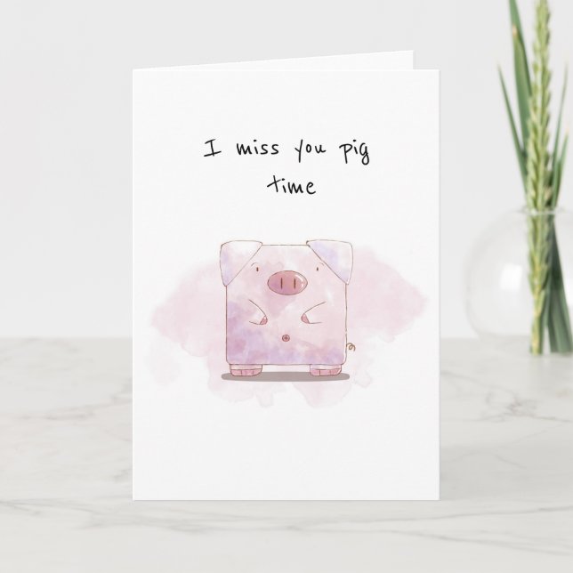 cute pig pun thinking of you card covid miss you (Front)