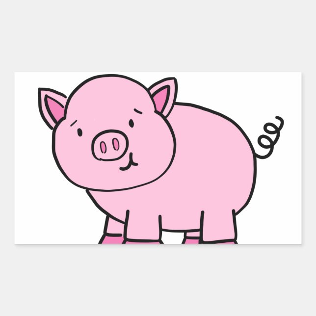CUTE PIG RECTANGULAR STICKER (Front)