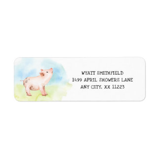 Cute pig return address, barnyard, farm label