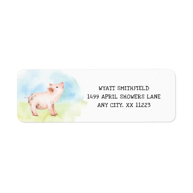 Cute pig return address, barnyard, farm label (Front)