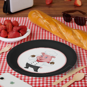 Cute pig roast party paper plates