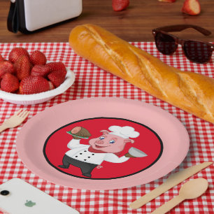 Cute pig roast party paper plates