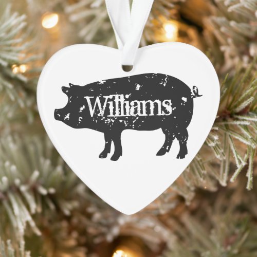Cute pig silhouette custom Christmas ornament