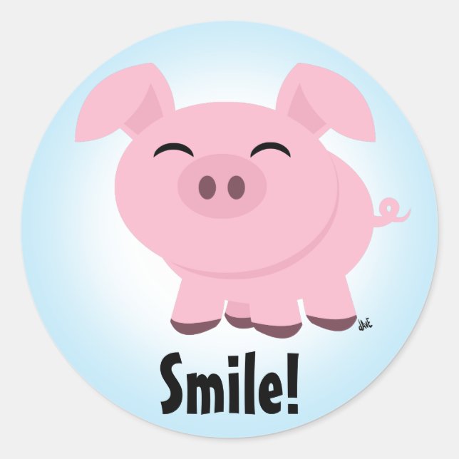 Cute Pig Smile Sticker (Front)
