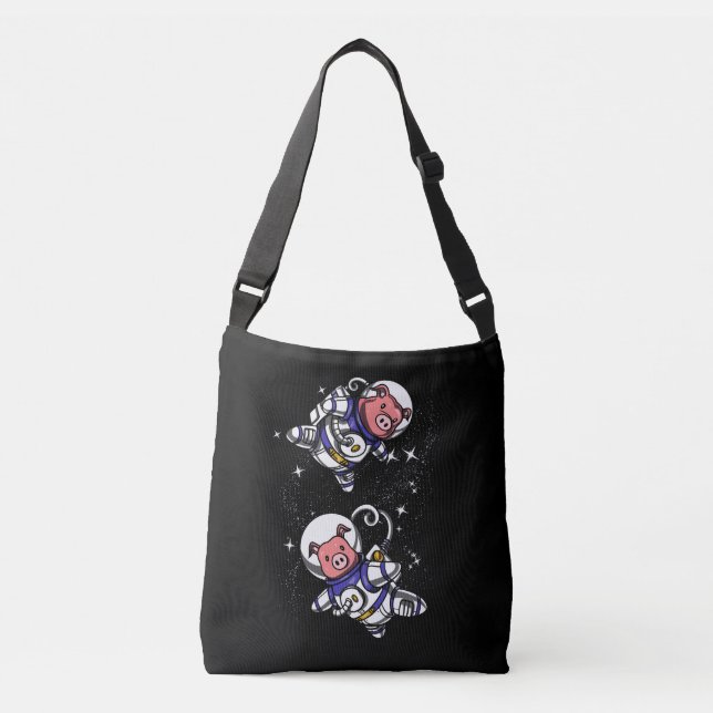 Cute Pig Space Astronauts Funny Farm Animals Crossbody Bag (Front)