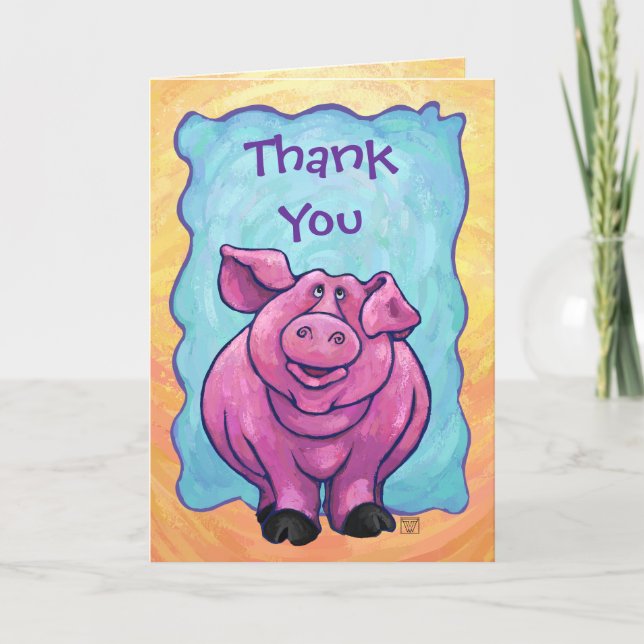 Cute Pig Thank You Card (Front)