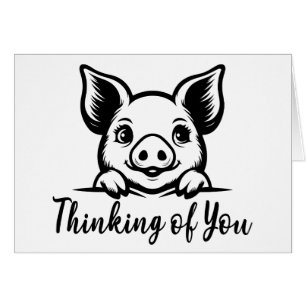 Cute Pig Thinking of You Farm Miss You Love Hello Cards