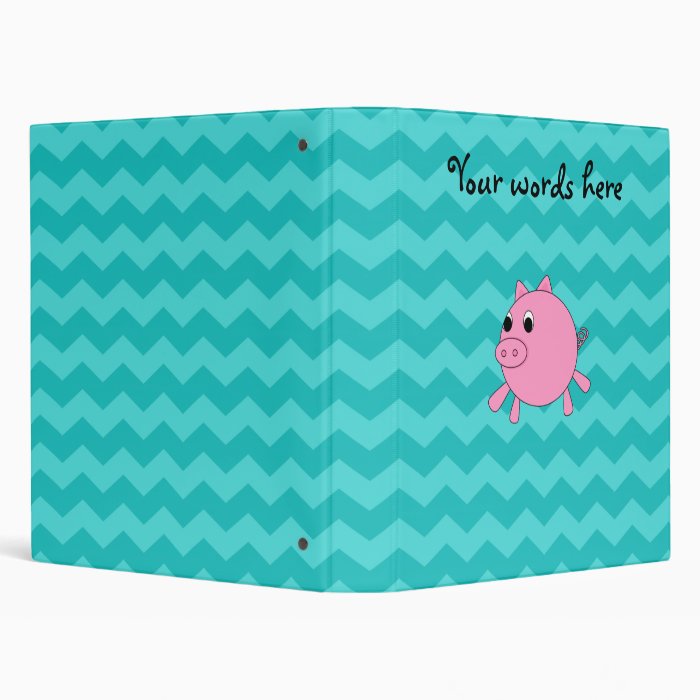 Cute pig turquoise chevrons binder