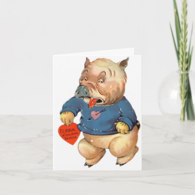 Cute Pig Will Squeal Valentine's Day Card Cards (Front)
