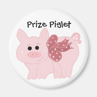 Cute Pig with a Pink Ribbon Magnet