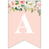 Cute Pig With Blush Pink Flowers Happy Birthday Bunting Flags 