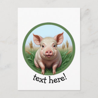 cute pig with your text postcard
