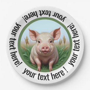 cute pig with your text! You can change the size. Paper Plates