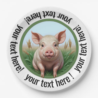 cute pig with your text! You can change the size. Paper Plates