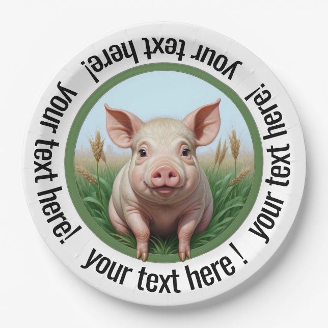 cute pig with your text! You can change the size. Paper Plates (Front)