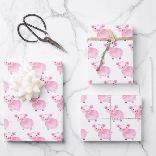 Cute Pig Wrapping Paper Sheets