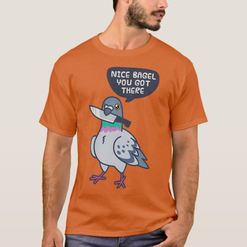 Cute Pigeon With A Knife 6 T_Shirt