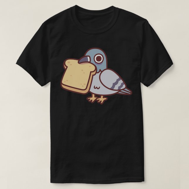 Cute Pigeon With Bread T-Shirt (Design Front)