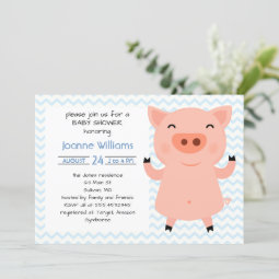 Cute Piggy Baby Shower For Girl Invitation | Zazzle