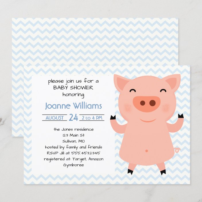 Cute Piggy Baby Shower For Girl Invitation | Zazzle