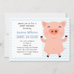 Cute Piggy Baby Shower For Girl Invitation | Zazzle