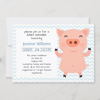 Cute Piggy Baby Shower For Girl Invitation | Zazzle