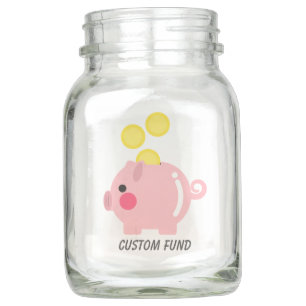 Cute Piggy Bank Custom Savings Fund Mason Jar