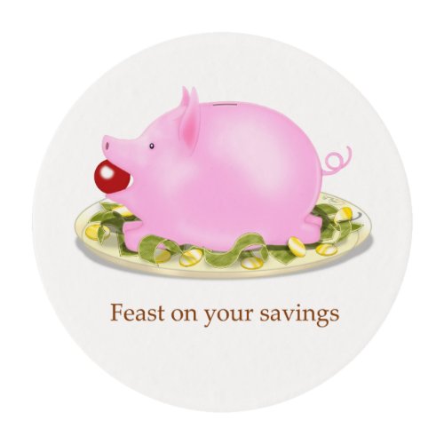 Cute Piggy Bank Feast on your savings Financial Edible Frosting Rounds