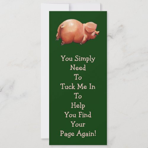 Cute Piggy BOOK MARK: Original Art: Rhyme Custom Invitations