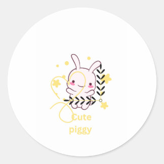 Cute. Piggy  Classic Round Sticker