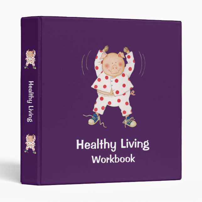 Cute Piggy Exercising 3 Ring Binder (Front/Spine)