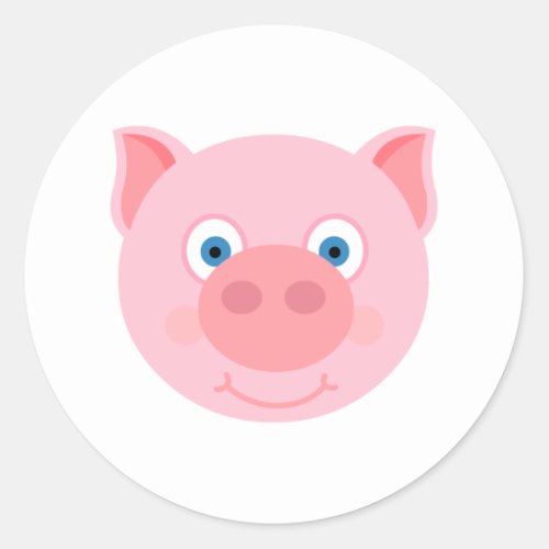 Cute piggy face classic round sticker