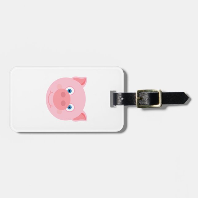 Cute piggy face luggage tag (Front Horizontal)