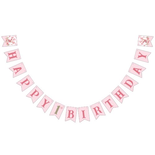 Cute Piggy Girl Farm 1st Birthday bunting banner