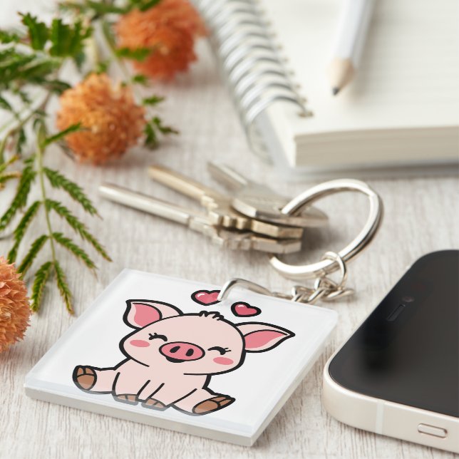 Cute Piggy Keychain (Front Right)