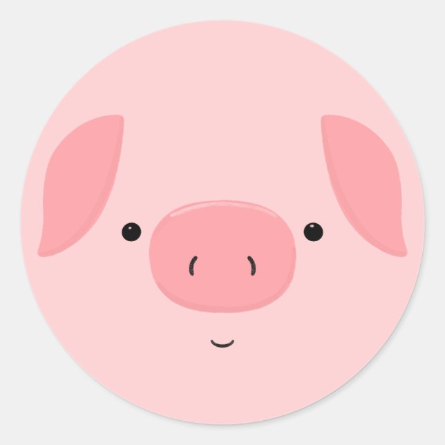 Cute Piggy Kids Birthday Classic Round Sticker (Front)