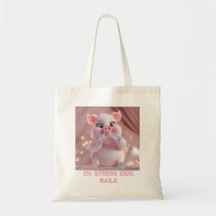 Cute Piggy Manicure Tote Bag Funny Pink Pig Fash