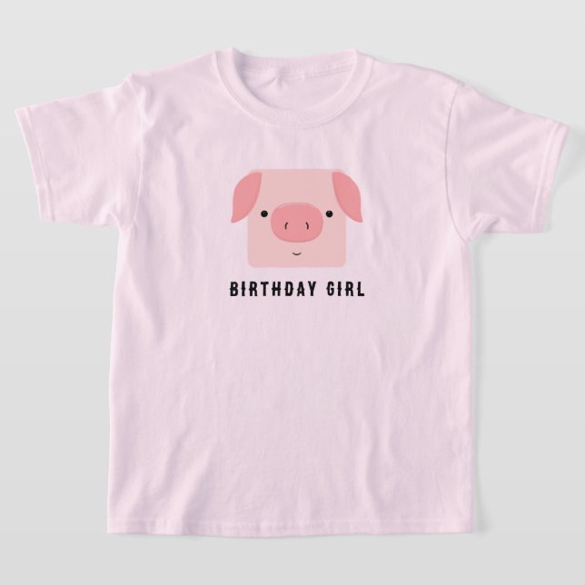 Cute Piggy Pink Birthday Girl T-Shirt (Laydown)