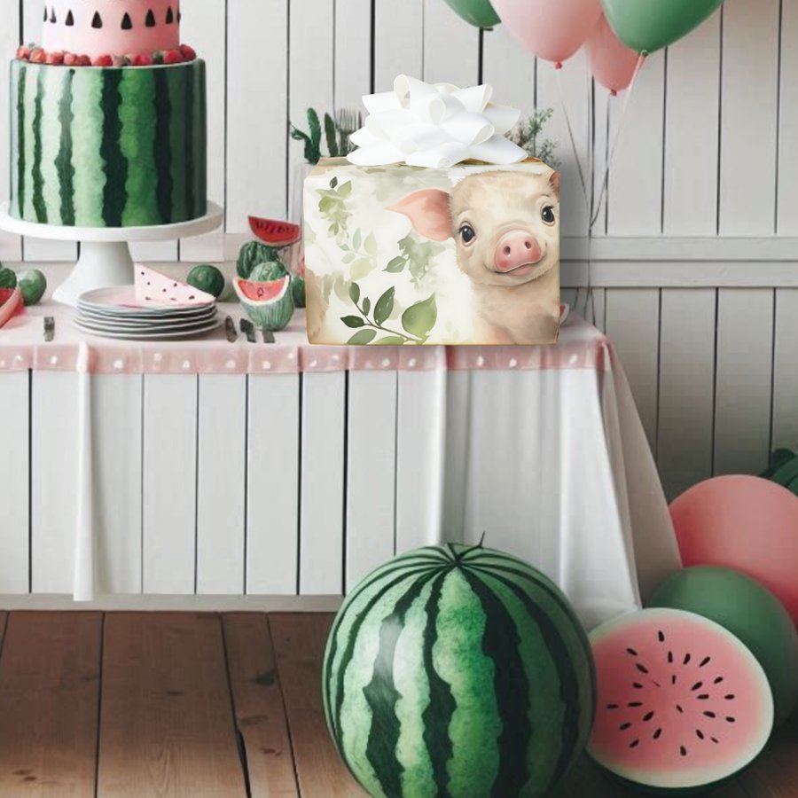Cute Piggy Watercolor Seamless Pattern Wrapping Paper