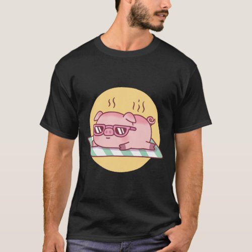 Cute Piggy With Sunglasses Gets Sunburned T_Shirt