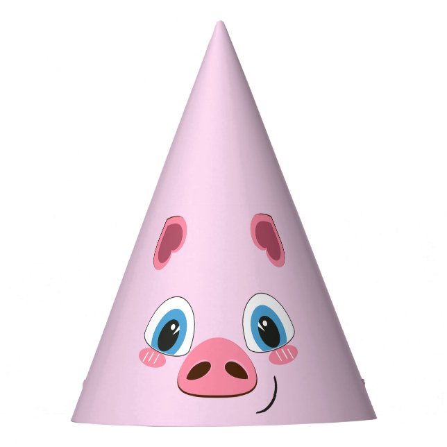 Cute piglet, big blue eyes party hat (Front)